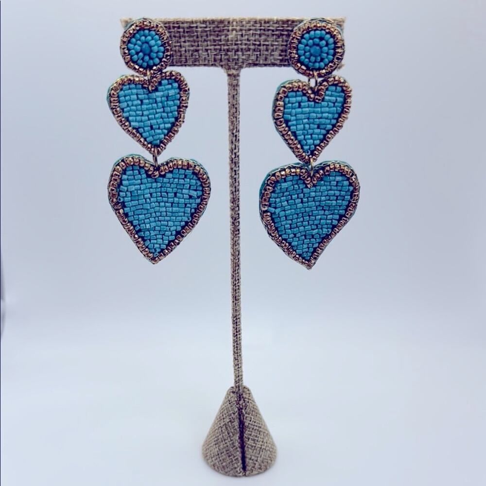 NEW! Francescaโs Collection Blue Heart Drop Earrings